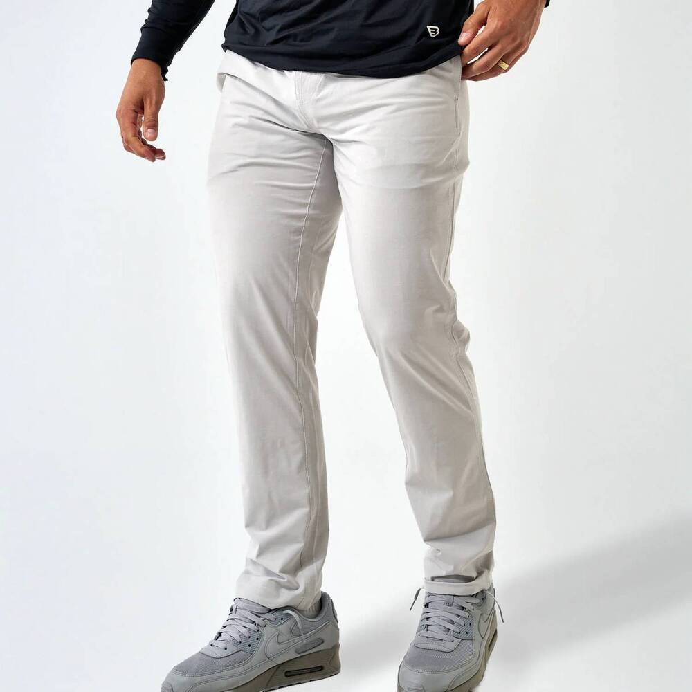 NEW BURLEBO lightweight performance pants in stone grey